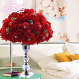 创意礼品水晶玫瑰花束卧室客厅床头红色装饰台灯调光婚庆结婚礼物
