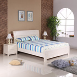 白色全实木床婚床 高箱床储物箱体床1.5米1.8m1.2水曲柳床双人床