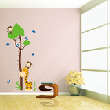 猴子身高贴幼儿园儿童房家装饰品装饰卡通可移除墙贴纸贴画装饰贴