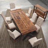 美式乡村复古LOFT实木铁艺餐桌简易办公桌星巴克咖啡桌横纵拼接桌
