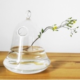 钟形水培小花器 透明水晶玻璃悬挂吊式插花瓶 日式ZAKKA家居装饰