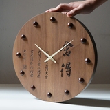 古典中国风挂表客厅装饰静音挂钟中式木质壁钟创意复古石英钟圆形