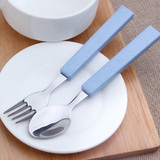 创意可爱餐具 不锈钢叉勺家用学生儿童小勺子调羹叉子搅拌勺汤匙