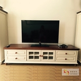 地中海实木电视柜组合定制 美式乡村2米实木电视柜茶几组合家具