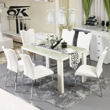 可好家具 钢化玻璃餐桌 现代简约餐桌椅组合家用小户型长方形饭桌