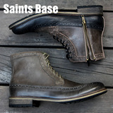 Saints Base秋冬款男士布洛克雕花短靴复古英伦潮流做旧牛仔靴子