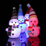 七彩水晶颗粒圣诞雪人小夜灯 LED发光玩具公仔 儿童圣诞节礼品