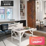 loft创意铁艺白色烤漆小茶几 客厅咖啡厅长方形车轮可移动茶桌