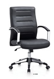 LS-018B：黑色西皮中高靠背经理办公椅多功能升降电脑椅滑轮转椅