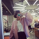 zystudio2016春装新款粉色棒球服刺绣女 宽松短外套 夹克韩版上衣