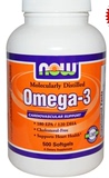 美国Now Foods Omega-3深海鱼油软胶囊 无胆固醇 1000mg500粒
