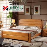 住宅家具实木床1.8米高箱储物床 双人床 平板床带床头柜