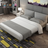 北欧宜家主卧床现代简约布艺床实木1.5双人床1.8米可拆洗软靠婚床