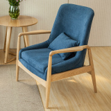 爱必居 客厅简约北欧沙发椅设计师椅 实木单人布艺休闲椅咖啡椅