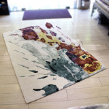 印度进口 水墨艺术客厅卧室大地毯 现代抽象羊毛加丝 色彩涂鸦特