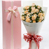 生日礼物19朵红玫瑰香槟粉鲜花礼盒 苏州杭州上海宁波同城速递