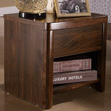 现代中式 实木床头柜 品牌直销 乌金木色简约床边柜抽屉柜W9203