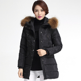 2015韩版中长款加厚羽绒服女超大貉子毛领冬装修身收腰外套女包邮