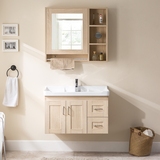 包邮免漆洗脸盆浴室柜镜柜实木多层实木板收纳柜组合侧镜柜