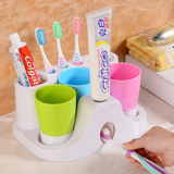 包邮 创意三口之家洗漱套装 牙刷架自动挤牙膏器漱口杯卫浴收纳座