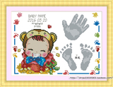 包邮DMC十字绣纪念ZP556猴年宝宝出生证明 婴儿用品手印脚印胎发