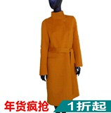 鄂尔多斯市D.E15冬女立领系带修身长款双面羊绒大衣专柜正品特价