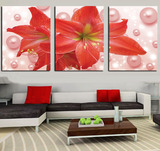 花卉沙发背景墙装饰画现代客厅无框画红色百合三联卧室床头壁挂画