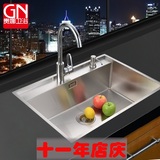 Guina贵娜厨房小水槽单槽手工槽台下盆 加厚304不锈钢洗菜盆水斗
