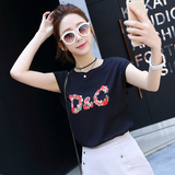 短袖雪纺衫女学生韩版夏季新款甜美印花大码显瘦上衣宽松直筒t恤