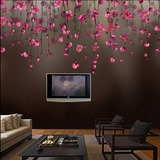 3D电视背景墙壁纸客厅简约温馨桃花卧室3d墙纸立体欧式壁画墙布