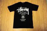 美国正品现货 Stussy世界巡游 World Tour Tee  短袖T恤 经典黑色
