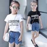 童装2016夏装新款韩版女童短袖T恤 中大童体恤衫儿童字母纯棉T恤