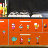橙汁可乐咖啡厨房冰箱储物柜装饰贴纸创意可移除墙贴墙壁自粘壁纸