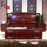 红木家具 非洲酸枝木1.8米双人婚床 国色天香 实木明清古典床头柜
