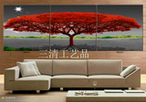 客厅冰晶画沙发背景墙装饰画现代三联画餐厅挂画发财树无框画壁画