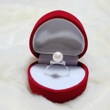 正圆天然淡水珍珠戒指 日韩女925纯银指环开口可调节生日礼物饰品