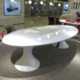 会议桌办公桌长桌8-10人椭圆形白色烤漆办公家具培训桌会议台R