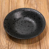日式个性餐具 黑色碟子小盘子 创意陶瓷深盘 家用圆形菜盘