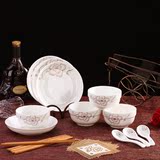 特价家用碗碟套装陶瓷碗圆盘勺碗创意骨瓷餐具微波炉碗盘餐具套装