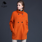 欧娴2015秋冬新款专柜正品羊毛呢外套高端大牌双面羊绒大衣女