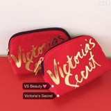 维多利亚的秘密维秘victoria‘s secret红色字母金字零钱包化妆包