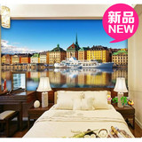 欧式建筑风景全景大型3D壁画墙纸客房酒店卧室电视背景墙个性壁纸