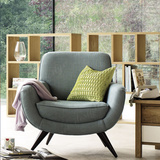 贝莱美北欧宜家客厅英式现代美式实木布艺休闲热卖弧形单人沙发椅