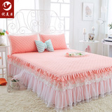 全棉韩版蕾丝床裙单件纯棉加厚夹棉床套床罩1.5m1.8米可定制