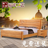 全实木高箱床婚床大床1.8双人床1.5中式实木床橡胶木实木简约特价