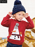 现货英国童装NEXT代冬季男童男孩男宝圣诞新年红色蓝色针织衫毛衣