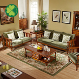 客厅简美家具大小户型全实木美式沙发欧式乡村实木沙发布艺组合