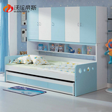 儿童衣柜床组合童床储物床高低床上下床双层床带柜子母床气动高箱