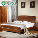 中式实木床 橡木双人床1.8 简约单人床儿童床1.2米 多功能储物床