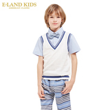 Eland Kids韩国衣恋童装2016年夏季新款男宝宝短袖格纹针织衬衫